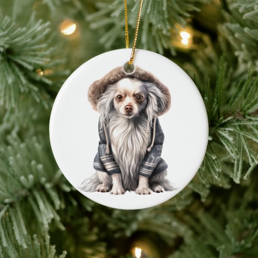 Gepersonaliseerde Chinese Crested Dog Keramisch Ornament (Boom)