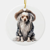 Gepersonaliseerde Chinese Crested Dog Keramisch Ornament (Voorkant)