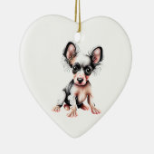 Gepersonaliseerde Chinese Crested II Puppy Keramisch Ornament (Rechts)
