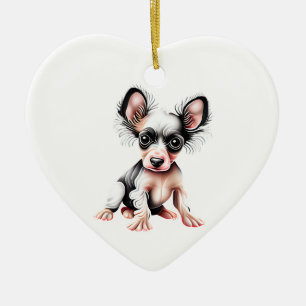 Gepersonaliseerde Chinese Crested II Puppy Keramisch Ornament