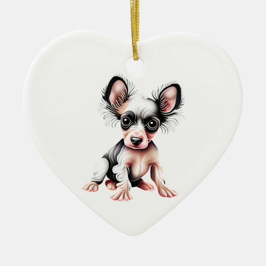 Gepersonaliseerde Chinese Crested II Puppy Keramisch Ornament (Voorkant)