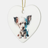 Gepersonaliseerde Chinese Crested Puppy Keramisch Ornament (Links)