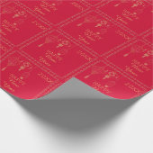 Gepersonaliseerde Chinese lantaarn rood en goud vo Cadeaupapier (Hoek)