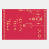 Gepersonaliseerde Chinese lantaarn rood en goud vo Inpakpapier Vel (Voorkant)