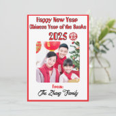 Gepersonaliseerde Chinese Nieuwjaar Familie Fotoka Feestdagenkaart (Staand voorkant)
