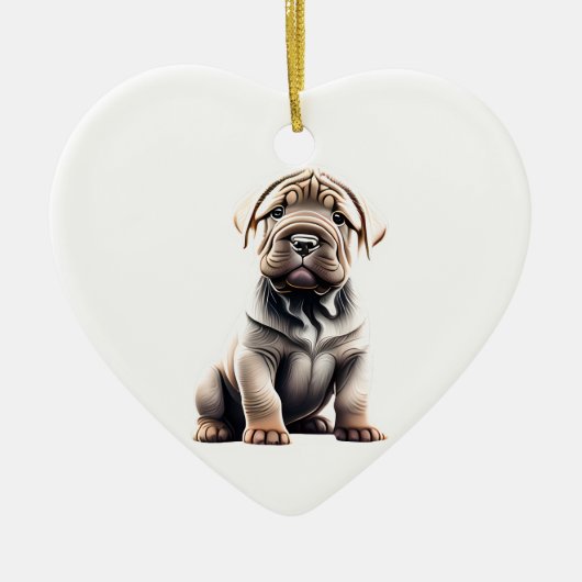 Gepersonaliseerde Chinese Shar-Pei Puppy Keramisch Ornament (Voorkant)