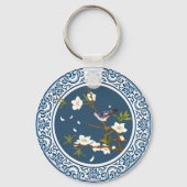 Gepersonaliseerde Chinoiserie Bird-Flower Art Sleutelhanger (Achterkant)