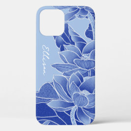 Gepersonaliseerde Chinoiserie Chic Blue Lotus Mand Case-Mate iPhone Case