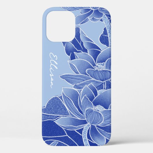 Gepersonaliseerde Chinoiserie Chic Blue Lotus Mand Case-Mate iPhone Case (Achterkant)