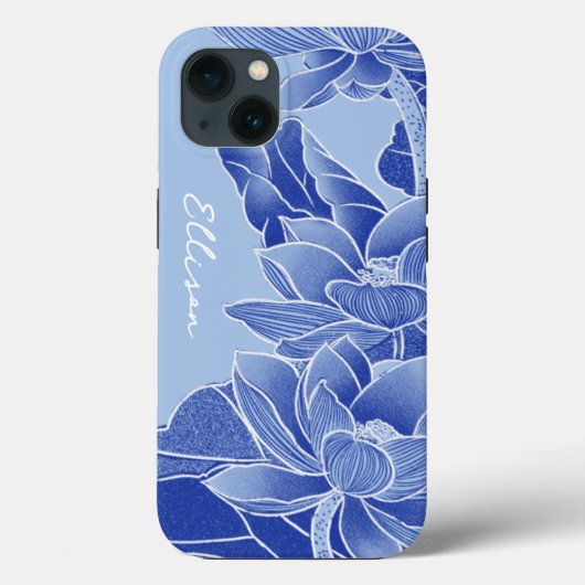 Gepersonaliseerde Chinoiserie Chic Blue Lotus Mand Case-Mate iPhone Case (Achterkant)
