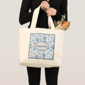 💙 Gepersonaliseerde Chinoiserie Floral Moederdag Grote Tote Bag (Voorkant (product))
