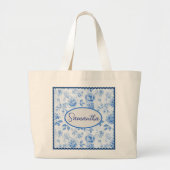 💙 Gepersonaliseerde Chinoiserie Floral Moederdag Grote Tote Bag (Voorkant)