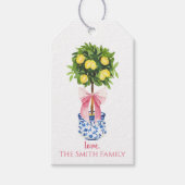 Gepersonaliseerde Chinoiserie Lemon Topiary Pink B Cadeaulabel (Voorkant)