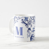 Gepersonaliseerde Chinoiserie Toile Oerwoud Blauw  Koffiemok (Voorkant links)