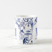 Gepersonaliseerde Chinoiserie Toile Oerwoud Blauw  Koffiemok (Center)