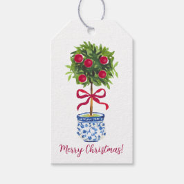 Gepersonaliseerde Chinoiserie Topiary Kerstmis Cadeaulabel