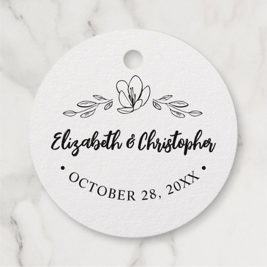 Gepersonaliseerde chique bloemblaadjes bruiloft bedankjes labels (Achterkant)