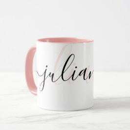 Gepersonaliseerde chique blush roze en zwart mok