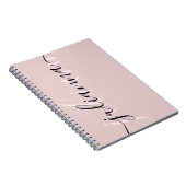 Gepersonaliseerde chique blush roze en zwart notitieboek (Rechterzijde)