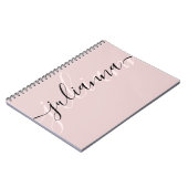 Gepersonaliseerde chique blush roze en zwart notitieboek (Linkerzijde)