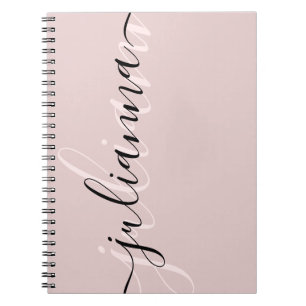 Gepersonaliseerde chique blush roze en zwart notitieboek