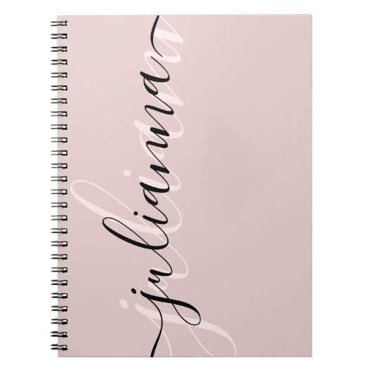 Gepersonaliseerde chique blush roze en zwart notitieboek (Voorkant)