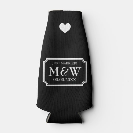 Gepersonaliseerde chique bruiloft monogram fles ko flesjeskoeler (Voorkant)