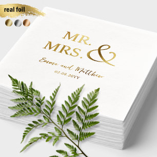 Gepersonaliseerde, chique echte Folie Mr en Mrs We Servetten