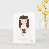 Gepersonaliseerde chique eerste communie-bruin haa kaart (Gele Bloem)