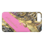 Gepersonaliseerde chique elegante gouden en roze b Case-Mate iPhone case (Achterkant (Horizontaal))