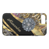 Gepersonaliseerde chique elegante gouden strass bl Case-Mate iPhone case (Achterkant (Horizontaal))
