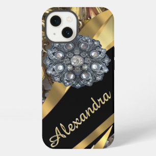 Gepersonaliseerde chique elegante gouden strass bl iPhone 13 hoesje