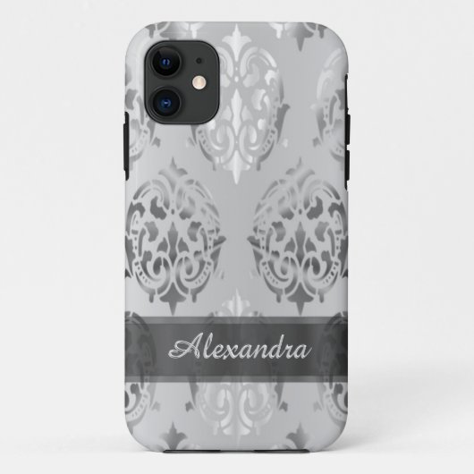 Gepersonaliseerde chique elegante zilvergrijs dama Case-Mate iPhone case (Achterkant)