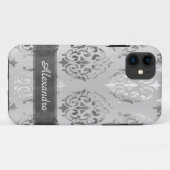 Gepersonaliseerde chique elegante zilvergrijs dama Case-Mate iPhone case (Achterkant (horizontaal))