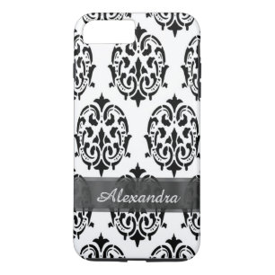 Gepersonaliseerde chique elegante zwart-witte dama Case-Mate iPhone case