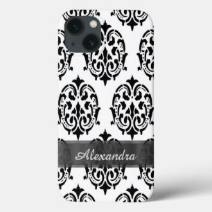 Gepersonaliseerde chique elegante zwart-witte dama Case-Mate iPhone case