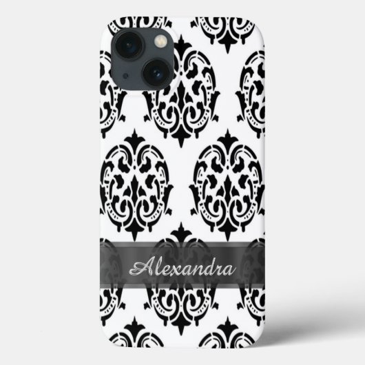 Gepersonaliseerde chique elegante zwart-witte dama Case-Mate iPhone case (Achterkant)
