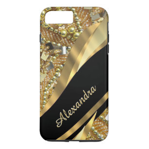 Gepersonaliseerde chique elegante zwarte en gouden Case-Mate iPhone case