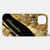 Gepersonaliseerde chique elegante zwarte en gouden Case-Mate iPhone case (Achterkant (horizontaal))