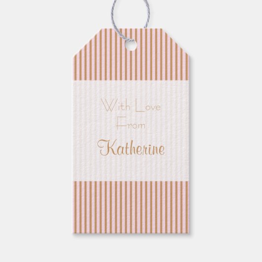 Gepersonaliseerde chique en glam roze en gouden st cadeaulabel (Voorkant)