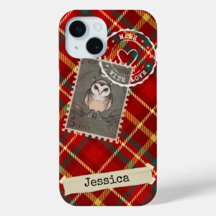 Gepersonaliseerde chique en leuke Tartan Print iPhone 15 Case