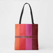 Gepersonaliseerde chique gestreepte tote bag (Voorkant)
