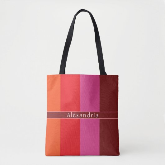 Gepersonaliseerde chique gestreepte tote bag (Voorkant)
