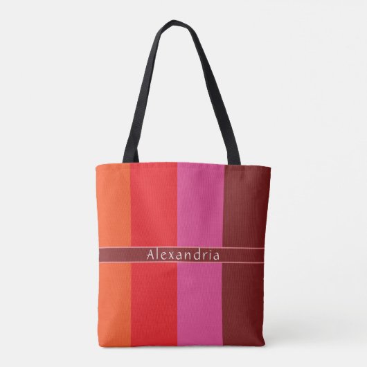 Gepersonaliseerde chique gestreepte tote bag (Achterkant)