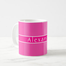 Gepersonaliseerde chique hot roze gestreept koffiemok