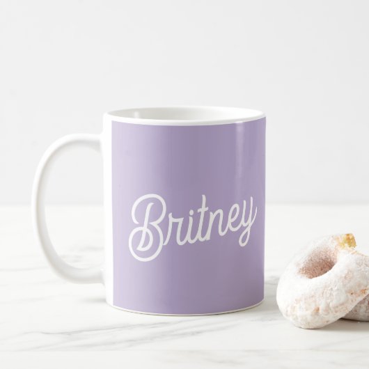 Gepersonaliseerde chique lavendel Paarse monogram  Koffiemok (Met donut)