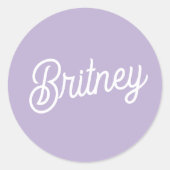 Gepersonaliseerde chique lavendel Paarse monogram  Ronde Sticker (Voorkant)