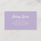 Gepersonaliseerde chique lavendel Paarse monogram  Visitekaartje (Achterkant)