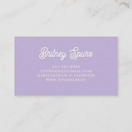 Gepersonaliseerde chique lavendel Paarse monogram  Visitekaartje (Achterkant)