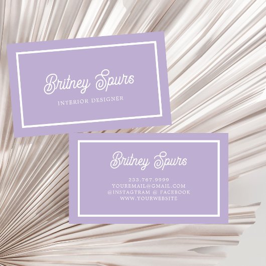 Gepersonaliseerde chique lavendel Paarse monogram Visitekaartje